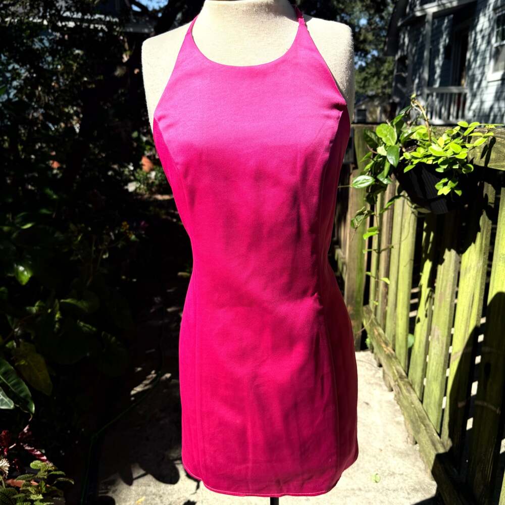 NBD Hot Pink Halter Mini Cocktail Dress